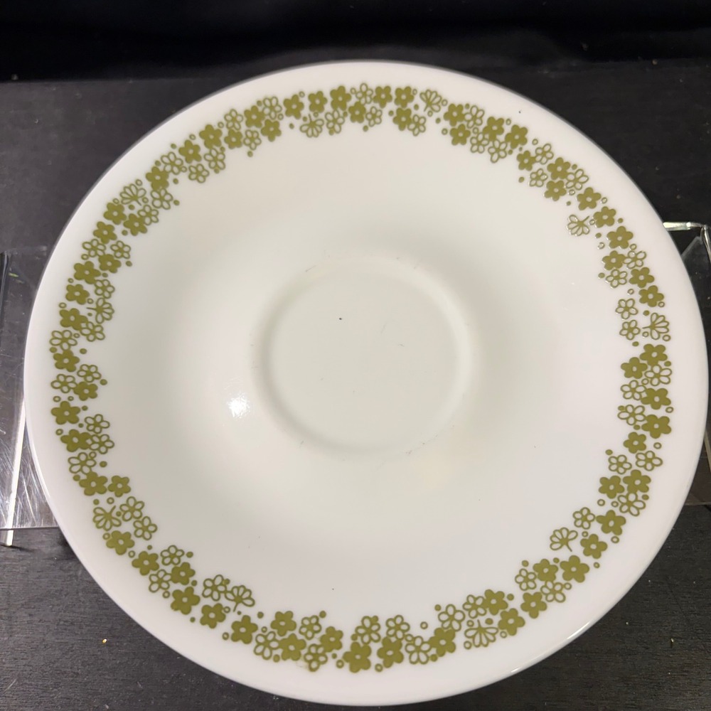 Vintage Corelle Spring Blossom Green Saucer 6.25" Crazy Daisy Corning Vitrelle